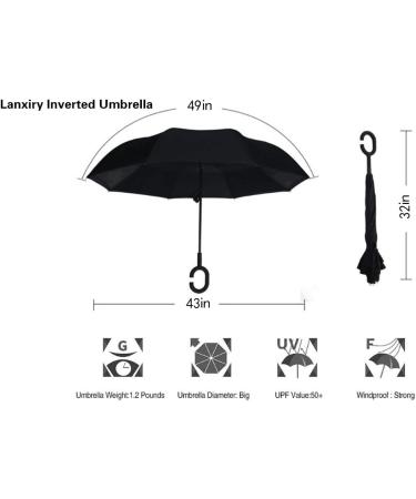 Llanxiry Inverted Reverse Umbrella with C-Shaped Handle - Anti-UV Waterproof Rain Umbrella | Green Leaf Design for Women and Men - Buy Online on GoSupps.com