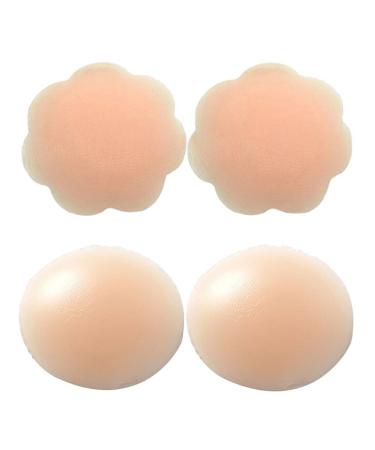3pairs Circular and 3 pairs Plum Blossom Women Reusable Adhesive Silicone Nipple Cover Breast Pads