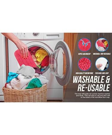 TreeLen 3-Pack Microfiber Mop Pads - Replacement Heads for Wet/Dry Floor Cleaning - Compatible with Bona, Rubbermaid, Libman, Norwex - Red 3 Pack - Buy Online on GoSupps.com