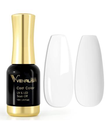 VENALISA 12ml White Gel Nail Polish Soak Off Nail Lamp UV LED Natural Nail Gel Polish Nail Art DIY Manicure French Gifts 0.43 OZ 1001-White