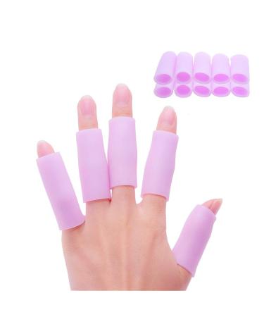 Povihome 10 Pack Finger Sleeve Protector Silicone Thumb Protector for Arthritis Basketball Mallet Finger Trigger Finger Corn Blister Purple (Pack of 10)