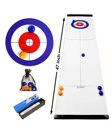 Tabletop Curling Game and Family Fun Board Games Shuffleboard Pucks with 8 Rolllers Gifts for Kids and Adults Travel Compact Storage