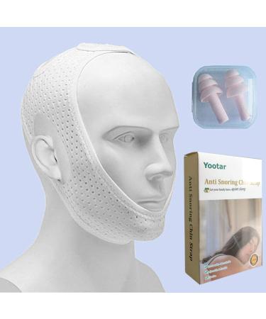 Anti Snoring Chin Strap for Cpap Users, Comfortable Mesh Breathable My Stop Snoring Solution Chin Strap Anti Snore Stopper Anti Snoring Devices Strips Mask Belt Head Jaw Sleep Aid for Women Men(White)