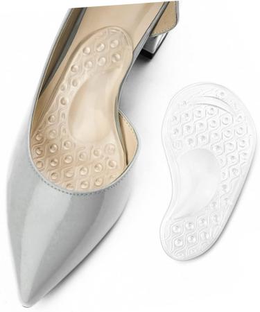 4 Pairs Silicone Arch Massage Insoles - Metatarsal Pads for Women - Anti-Slip Grip Half Shoe Inserts - High Heel Toe Protectors - Transparent 13x6.5cm - Buy Online on GoSupps.com