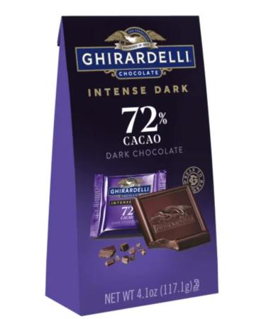 Intense Dark Chocolate Squares 72% Cacao Individually Wrapped Chocolates, Medium Bag, 4.1 Ounce