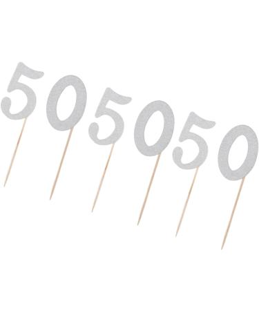 50th Birthday Cupcake Toppers Silver Glitter 50 Cupcake Topper Set for Birthday Wedding Anniversary Party Decorations - Buy Online on GoSupps.com