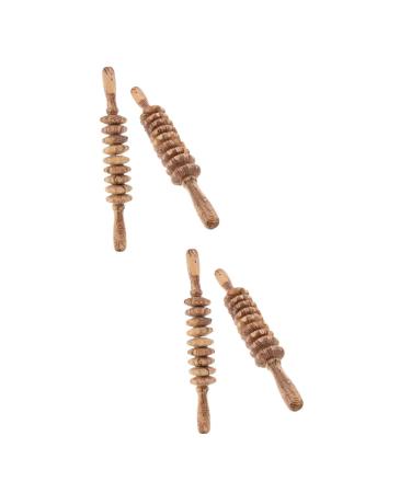 Minkissy 4 pieces of wood massage tab wooden massage tab manual wood roll Halloween unicorn headband body shape tools roll ropes portable massage device back hand roller fitness 4 pieces
