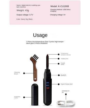 Portable Electric Eyelash Curler USB Rechargeable Long-Lasting Electric Makeup Tools - Buy Online on GoSupps.com