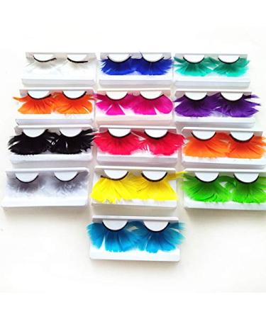 Boys Long-Tailed False Eyelashes - Exaggerated Colorful Feathers for Stage & Festival Art - Orange - Buy Online on GoSupps.com