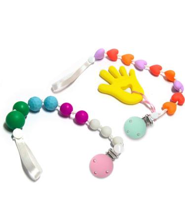 Schnuller Clip Set - 1 Piece Silicone & Metal Pacifier Chain for Babies | Light Blue Dummy Holder (3x4.5cm) - International Shipping Available - Buy Online on GoSupps.com