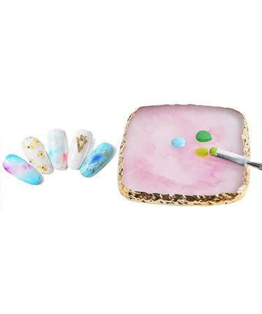 Manicure accessory 1pc Square Resin Nail Art Painting Gel Palette Golden Edge Polish Agate Mix Stir Crystal Resin Stone Plate Manicure Accessory DIY Tool Pink - Buy Online on GoSupps.com
