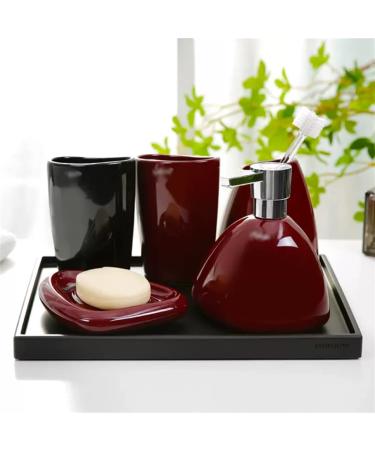 POCHY European Style Bathroom Five-piece Set Ceramic Toothbrush Cup Wash Set Bathroom Supplies Set Light Gray D