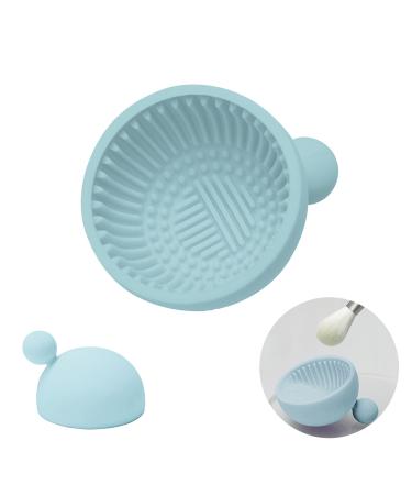 Makeup Brush Cleaner Mat Silicone Make Up Cleaning Brush Scrubber bowl Portable Washing Tool Cosmetic Brush Cleaners for Gir Easy Clean 2-Blue