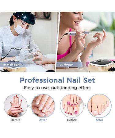 EZBeauty Pro Nail Drill Set 35000 RPM Electric Machine for Acrylic Nails - Efile Kit with 6 Bits, 30 Sanding Bands - Salon & Home Manicure Tools - Buy Online on GoSupps.com