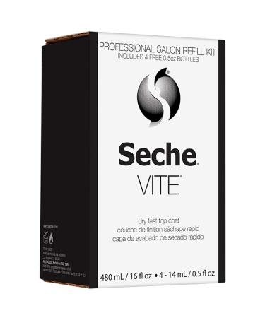 Seche Vite Dry Fast Top Coat 16oz Refill Kit, 16 oz Refill & 4 x 0.50 oz 5 Piece Assortment 16 oz