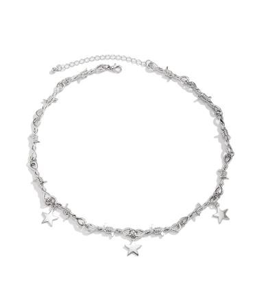 OralGos Fashion Star Pendant Necklace Choker Collar Jewelry Punk Thorn Chain