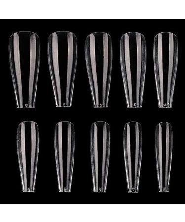 600 Pieces COFFIN Extra Long Tapered CLEAR Full Cover False Nails Glue On Tips - Professional Salon & Home Use. - Buy Online on GoSupps.com