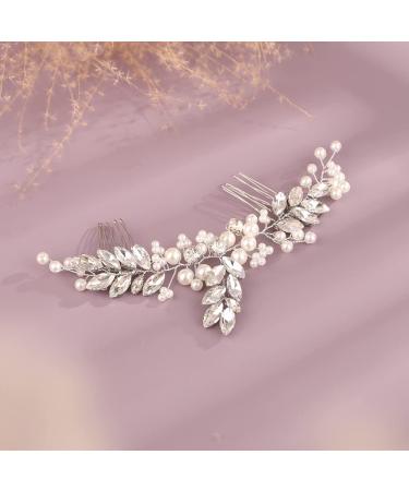 Kercisbeauty Silver Crystal Hair Piece with Combs Wedding Bridal Headband Girls Prom Hair Accessories - Buy Online on GoSupps.com