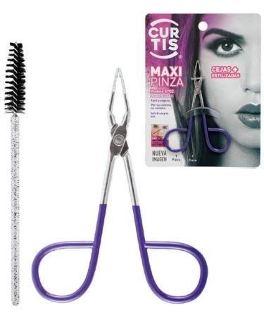CURTIS PROFESSIONAL Salon TWEEZERS with Easy Scissor Handle The BEST PRECISION EYEBROW Men/Women Grabs ANY facial Hair Ingrown Blackhead Purple MADE IN MEXICO (UPDATED) & SILVER