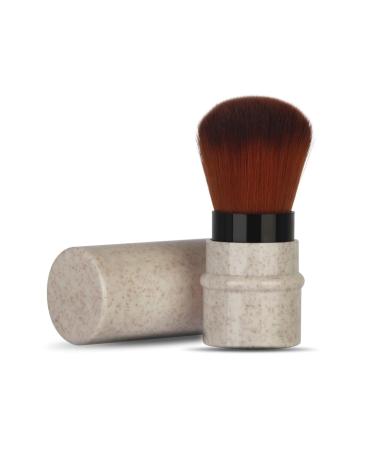 Short Marbling Makeup Foundation Brush Stretchable Handle Face Brush for Powder Mineral Foundation Blending Blush Buffing Makeup Brush (Apricot)