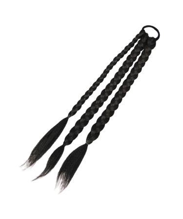 FRCOLOR Braid Wig Fake Braid Wig Black Clip on Braids Ponytail Straight Hair Wig Braid Wigs Straight Wigs Braided Wig Jet Black Wig Extended High Temperature Wire Extension 45X8CM Black