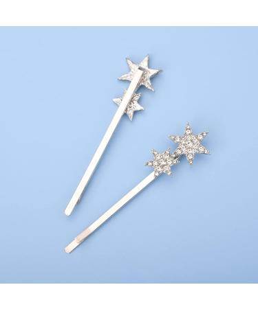 Parieo 4 Pieces Geometry Bobby Pins Rhinestone Star Hair Pins Gold Silver Hair Clips Barrettes for Women Girls - Buy Online on GoSupps.com