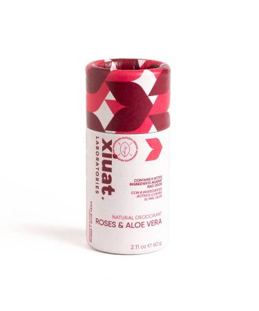 XIUAT Natural Deodorant Aloe Vera and Roses 60g - For Sensitive Skin Family Use Organic Odor Control Lightening - Free of Aluminum/Alcohol/Parabens - Floral Scent - Eco-Pack
