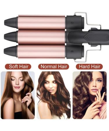 Lockenstab 3 Barrels Curling Iron for Beach Waves | Large Curls Mermaid Rod - 25mm Pink & Black - Perfect for Short & Long Hair - Buy Online on GoSupps.com