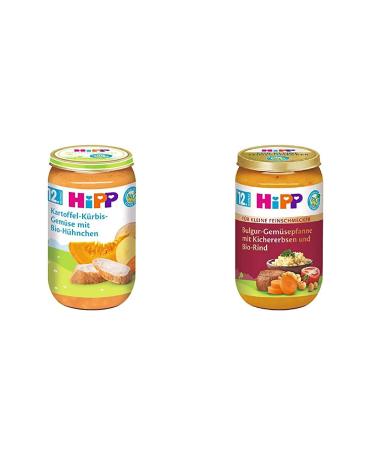 Hipp potato-pumpkin vegetables with organic chicken 6 Pack (6 x 250 g) & for small gourmet menus Bulgur vegetable pan with chickpeas and organic cattle 6-seat Pack (6 x 250 g) bundle with Bulgur vegetable pan