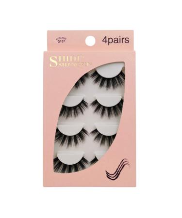 False Eyelashes 4 Pairs 3D Eyelashes Artificial Natural Black Long Pure Handmade Reusable (D-G107) - Buy Online on GoSupps.com