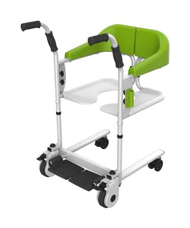 Steel Transport Wheelchair Multifunctional Elderly Disabled Full Body Patient Transfer Lifter Portable 3 in 1 Bathroom Wheel Chair 150kg Load for Adults Handicap Elderly Yellow (Green)