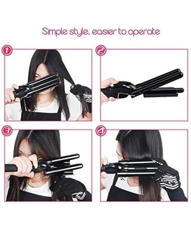Buy Ceramic Triple Barrel Deep Crimper Hair Curler - Electric Curling Iron for Salon Quality Anion Curls - Lightweight & Portable Hair Styler - International Shipping Available - Buy Online on GoSupps.com