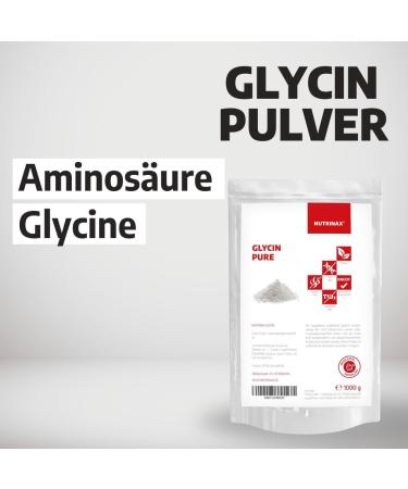 NUTRINAX Glycine Powder - 1000g Glycine Amino Acid - Vegan and No Additives - Premium Quality - Practical Zip Bag - Buy Online on GoSupps.com