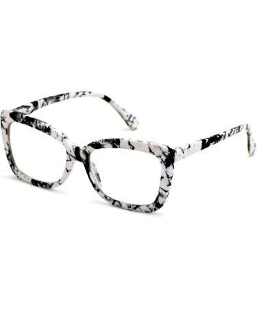 Women s Big Lens Butterfly Reading Glasses | Fun Cat Eye Clear Lens Readers | Vintage White Marble 2.5x - Buy Online on GoSupps.com