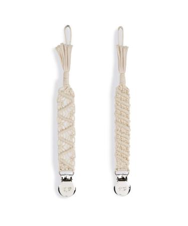 Macrame Baby Pacifier Clips Braided Pacifier Leash &Teething Toys-Best for Boys and Girls by Handmade Braided (Beige)
