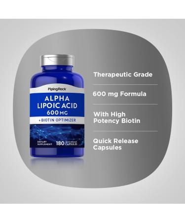 Buy Piping Rock Alpha Lipoic Acid 600 mg | 180 Capsules | Biotin Optimizer | Non-GMO & Gluten Free Supplement for Optimal Health - Buy Online on GoSupps.com