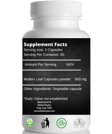 Behalal Organics Mullein Leaf Quick Release Capsules - Buy Online on GoSupps.com