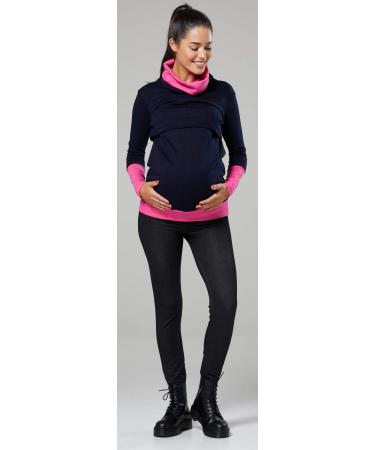 Happy Mama Women's Maternity Nursing Jumper Sweatshirt 348 - Navy & Fuchsia (Size 16-18) - Buy Online on GoSupps.com