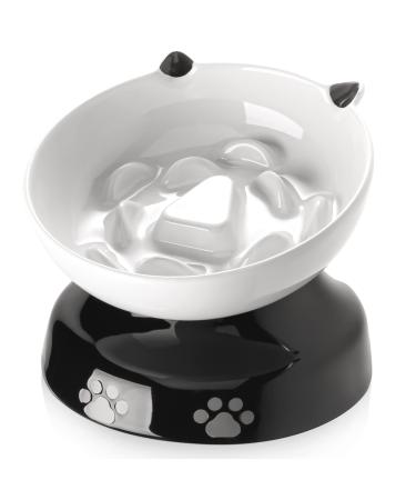 Y YHY Cat Slow Feeder, Elevated Cat Food Bowl Tilted Design, Dog Slow Feeder Bowl no Black Chin, Cat Shape Slow Feeder for Dry and Wet Food
