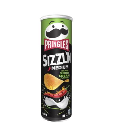 Pringles Sizzl'n Kickin 'Sour Cream Flavour (1 x 180 g)-the irresistible snack classic in the practical can-medium-fashioned chips with sour cream taste-pop.Play.Eat.Kicking Sour Cream
