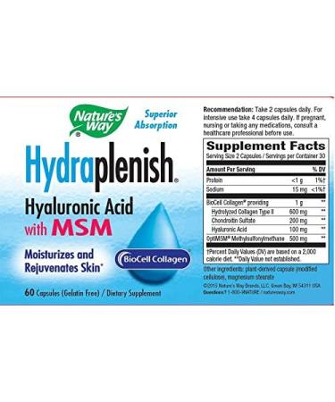 Nature's Way Hydraplenish BioCell Collagen with MSM - 60 Capsules for Healthy Skin & Joints - Buy Online on GoSupps.com