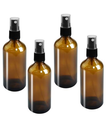 Girafeda 4 pieces spray bottle glass spray bottle 100ml pump spray bottle brown las atomizer empty atomizer bottles small water spray bottle for travel essential perfume oil liquid sprayer