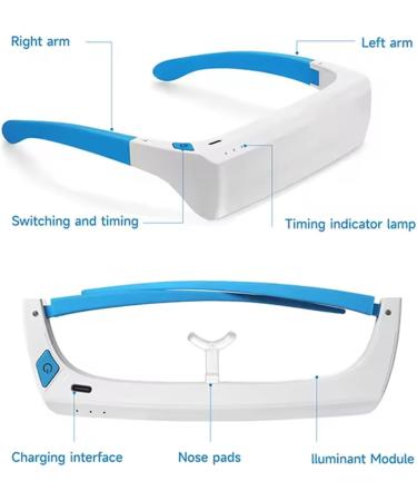 Light Therapy Glasses Wearable UV-Free Blue White LED Light Therapy Happy Lamp Goggles Natural Relief for Good Sleep Boost Energy and Jet Lag - Buy Online on GoSupps.com