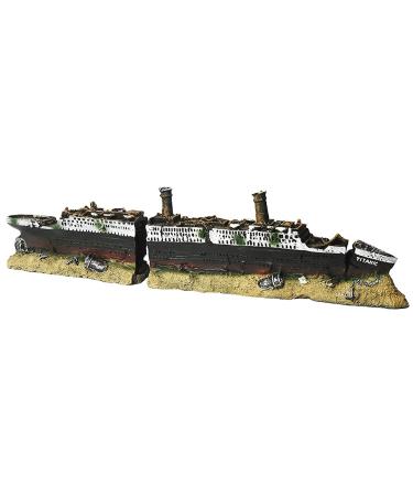 Fazhongfa Aquarium Titanic Shipwreck Decorations Resin Wreck Ship Fish Tank Decor Betta Toy Theme Decoration Ornaments (separately) Style_5