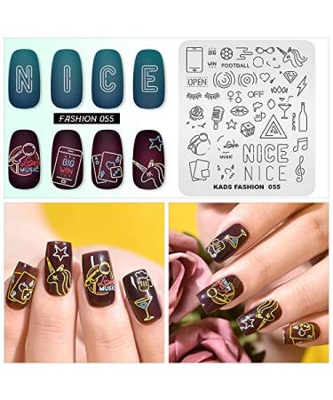 Alexnailart Nail Stamp Plates - Creative Fashion Templates for DIY Nail Art | Neon Sign & Music Designs | Multi-Pattern Manicure Tools FA055 - Buy Online on GoSupps.com