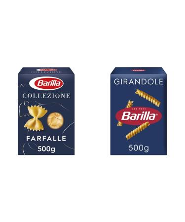 Barilla Collezione Farfalle Pasta made of high -quality durums always al dente (1 x 500 g) & pasta classic Girandole N.34 From high -quality durum wheat always al dente (1 x 500 g) Collezione Farfalle Bundle with classic Girandole N.34