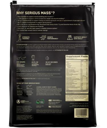 Optimum Nutrition Serious Mass Weight Gainer Protein Powder Mass Gainer Vitamin C and Zinc for Immune Support Creatine Chocolate Peanut Butter 12 Pound (Packaging May Vary) - Buy Online on GoSupps.com