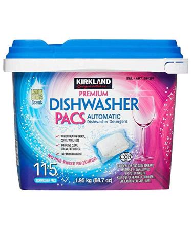 Kirkland Signature Premium Dishwasher Detergent Pacs: Lemon Citrus Scent - 115 Pacs (68.7 oz) + Bonus Gift