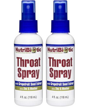 NutriBiotic Throat Spray with GSE 4 Fl. Oz | Gentle and Soothing Sore Throat Support with Grapefruit Seed Extract Zinc & Menthol | Alcohol Free & Non-Medicated (Pack of 2) 4 Fl Oz (Pack of 2)