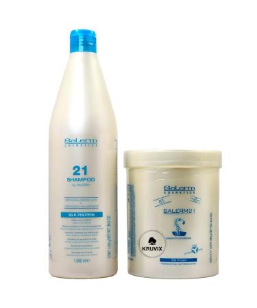 Salerm 21 B5 Silk Protein Leave-in Conditioner 34.5 Ounce and Silk Protein 21 Shampoo 36 Ounce Combo Set by Kruvix